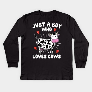 Just A Boy Who Loves Cows Kids Long Sleeve T-Shirt